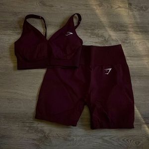 Gymshark seamless set medium workout shorts large bra top red/ maroon